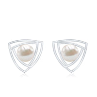 Round freshwater pearl statement stud earrings by Rosec Jewels featuring elegant, lustrous pearl design for sophisticated style.