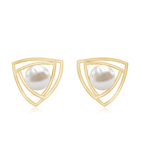 Round freshwater pearl statement stud earrings by Rosec Jewels featuring classic pearl design and silver posts.