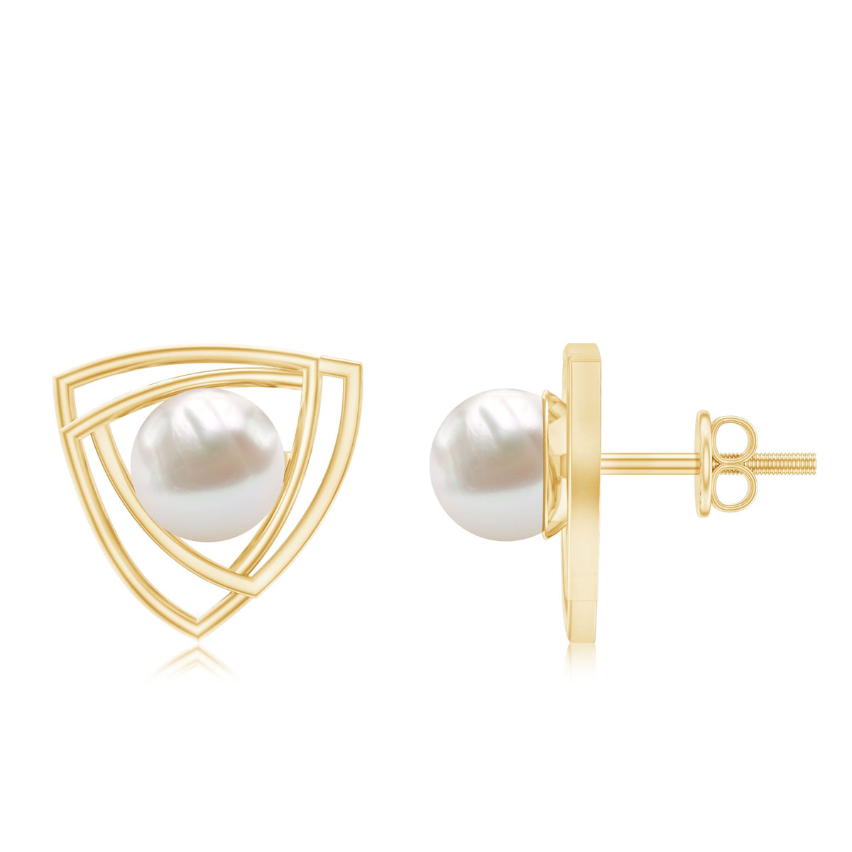 Round freshwater pearl statement stud earrings by Rosec Jewels featuring elegant, lustrous pearls on classic earring studs.