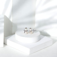 Freshwater pearl snowman stud earrings by Rosec Jewels featuring natural white pearls and a charming snowman design.