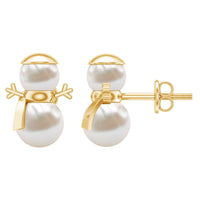 Natural freshwater pearl snowman stud earrings by Rosec Jewels featuring elegant pearl snowman designs on sterling silver posts