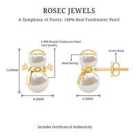 Natural freshwater pearl snowman stud earrings by Rosec Jewels, featuring charming pearl snowman designs on silver posts.