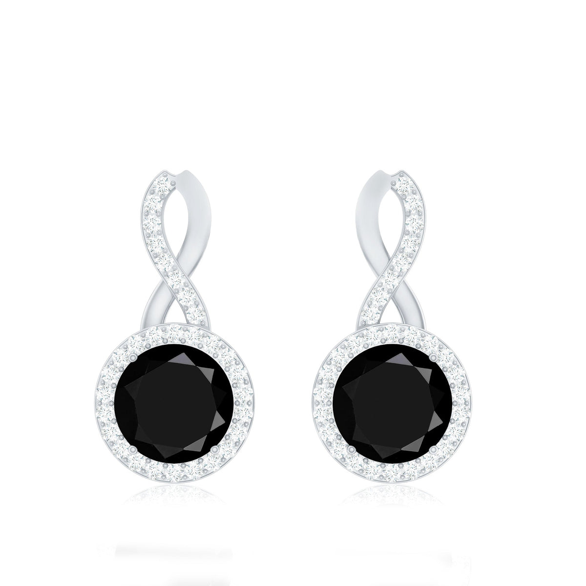 1.6 Carat Lab Grown Black and White Diamond Infinity Stud Earrings