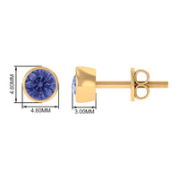 8 MM Round Cut Tanzanite Solitaire Stud Earrings in Bezel Setting