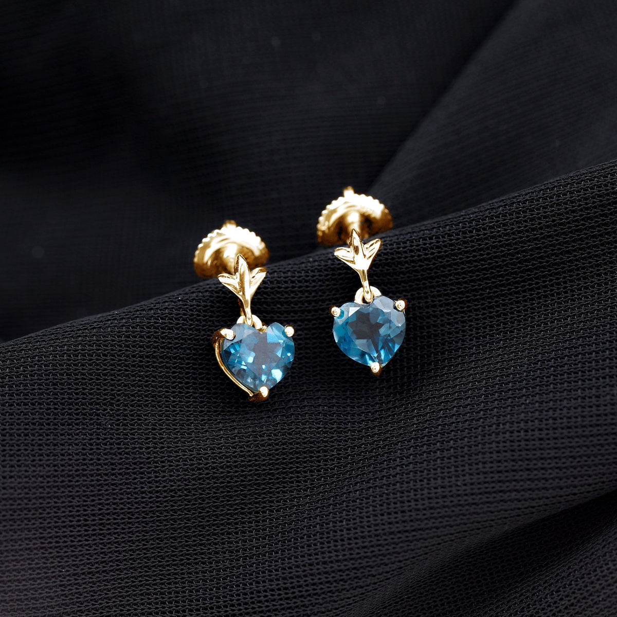 Rosec Jewels 4 Carat London Blue Topaz Heart Drop Earrings for women, featuring elegant blue gemstone dangles.