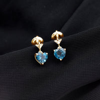 Rosec Jewels 4 Carat London Blue Topaz Heart Drop Earrings for women, featuring elegant blue gemstone dangles.