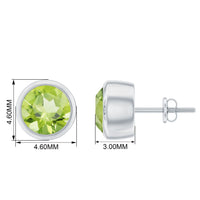 Natural Peridot Solitaire Stud Earrings in Bezel Setting