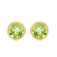 Natural Peridot Solitaire Stud Earrings in Bezel Setting