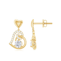 3/4 CT Accent Set Moissanite Heart Drop Earrings for Women
