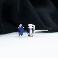 1.5 Carat Marquise Lab Created Blue Sapphire Stud Earrings