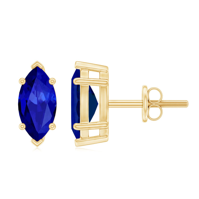 Rosec Jewels 1.5 Carat Marquise Blue Sapphire Stud Earrings featuring lab-created sapphires and sterling silver setting.
