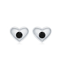Gypsy Set Black Onyx Heart Stud Earrings For Women