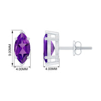 1.48 Carat Marquise Cut Amethyst Solitaire Stud Earrings