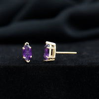 1.48 Carat Marquise Cut Amethyst Solitaire Stud Earrings