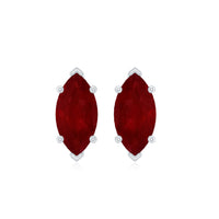 Natural 1.5 Carat Marquise Ruby Stud Earrings with Screw Back