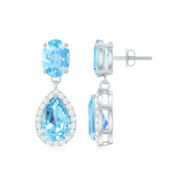 Certified aquamarine and diamond dangle drop earrings by Rosec Jewels featuring sparkling gemstones and elegant design.