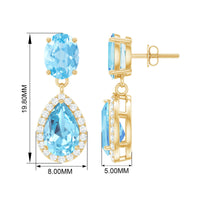 Certified aquamarine and diamond dangle earrings by Rosec Jewels featuring elegant drop design and sparkling gemstones.