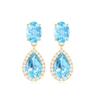 Rosec Jewels certified aquamarine and diamond dangle earrings featuring sparkling gemstones and elegant drop design.