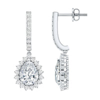 Rosec Jewels certified zircon teardrop bridal hoop earrings featuring elegant drop design and sparkling zircon stones.