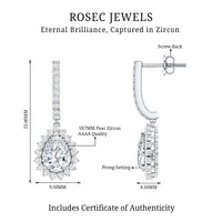 Certified zircon teardrop bridal hoop earrings by Rosec Jewels featuring sparkling teardrop zircon stones and sleek metal hoops.
