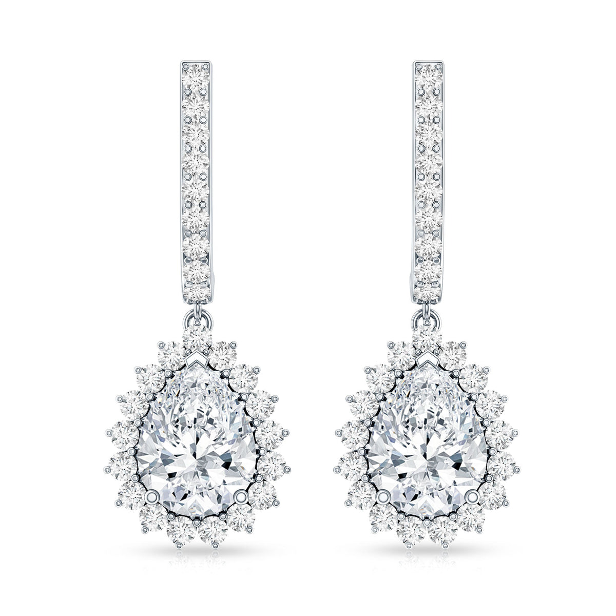 Rosec Jewels zircon teardrop bridal hoop earrings, elegant drop earrings featuring sparkling zircon stones.