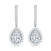 Rosec Jewels zircon teardrop bridal hoop earrings, elegant drop earrings featuring sparkling zircon stones.