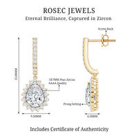 Rosec Jewels zircon teardrop bridal hoop earrings featuring sparkling drop design in gold tone.