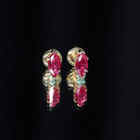 Certified Marquise Cut Lab Grown Ruby Everyday Stud Earring
