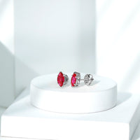 Certified Marquise Cut Lab Grown Ruby Everyday Stud Earring
