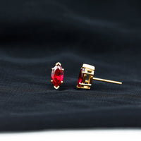 Certified Marquise Cut Lab Grown Ruby Everyday Stud Earring
