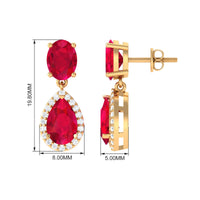 Lab Created Ruby and Diamond Dangle Drop Earrings