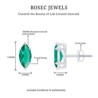 Marquise Cut 4X8MM Lab Created Emerald Solitaire Stud Earrings