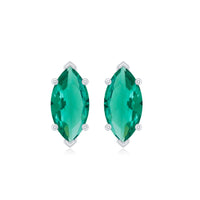 Marquise Cut 4X8MM Lab Created Emerald Solitaire Stud Earrings