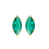 Marquise Cut 4X8MM Lab Created Emerald Solitaire Stud Earrings