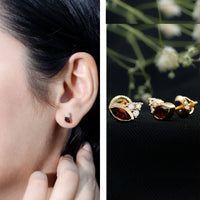 Natural Marquise Cut Garnet Stud Earrings with Certificate