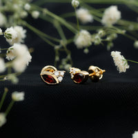 Natural Marquise Cut Garnet Stud Earrings with Certificate