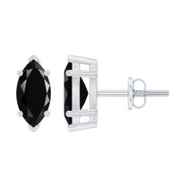 Genuine Black Onyx Marquise Stud Earrings with Certificate