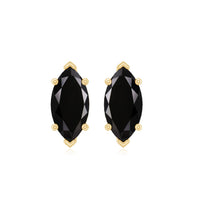 Genuine Black Onyx Marquise Stud Earrings with Certificate
