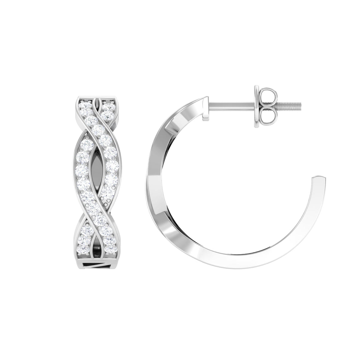 Natural Infinity Style Diamond Hoop Earrings