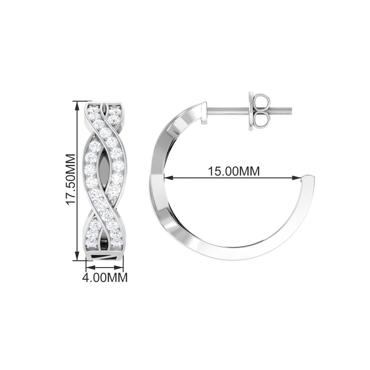 Natural Infinity Style Diamond Hoop Earrings