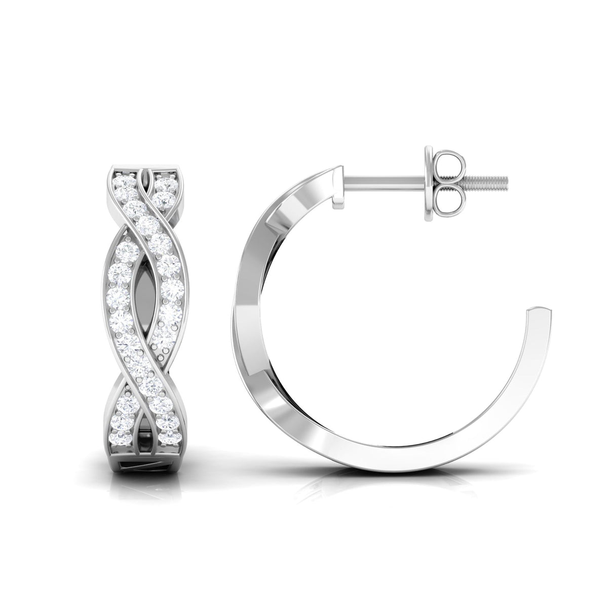 Natural Infinity Style Diamond Hoop Earrings