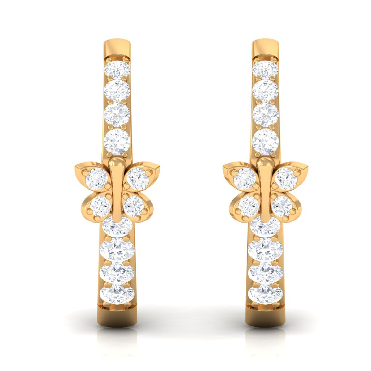 Certified Diamond Butterfly Hoop Earrings