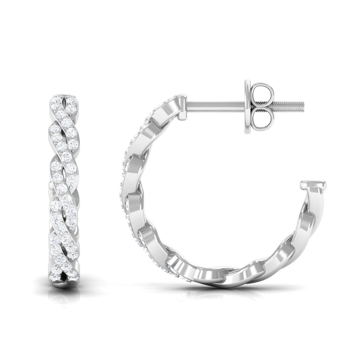 Natural Diamond Infinity Hoop Earrings with Authenticity Certificate