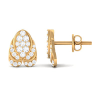 Genuine Diamond Lotus Leaf Earrings with Screw Back