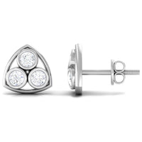 Bezel Set 0.5 Carat Round Diamond Three Stone Stud Earrings