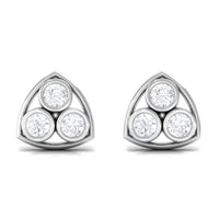 Bezel Set 0.5 Carat Round Diamond Three Stone Stud Earrings