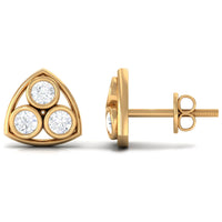 Bezel Set 0.5 Carat Round Diamond Three Stone Stud Earrings