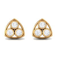 Bezel Set 0.5 Carat Round Diamond Three Stone Stud Earrings