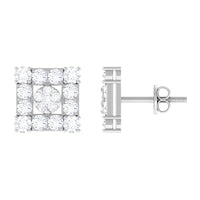 Certified Moissanite Square Stud Earrings