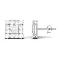 Certified Moissanite Square Stud Earrings